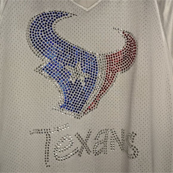 BAW Athletic Wear short sleeve TEXANS sequins Womens‎ Fan WATT 99 Jersey Top L - Picture 3 of 11